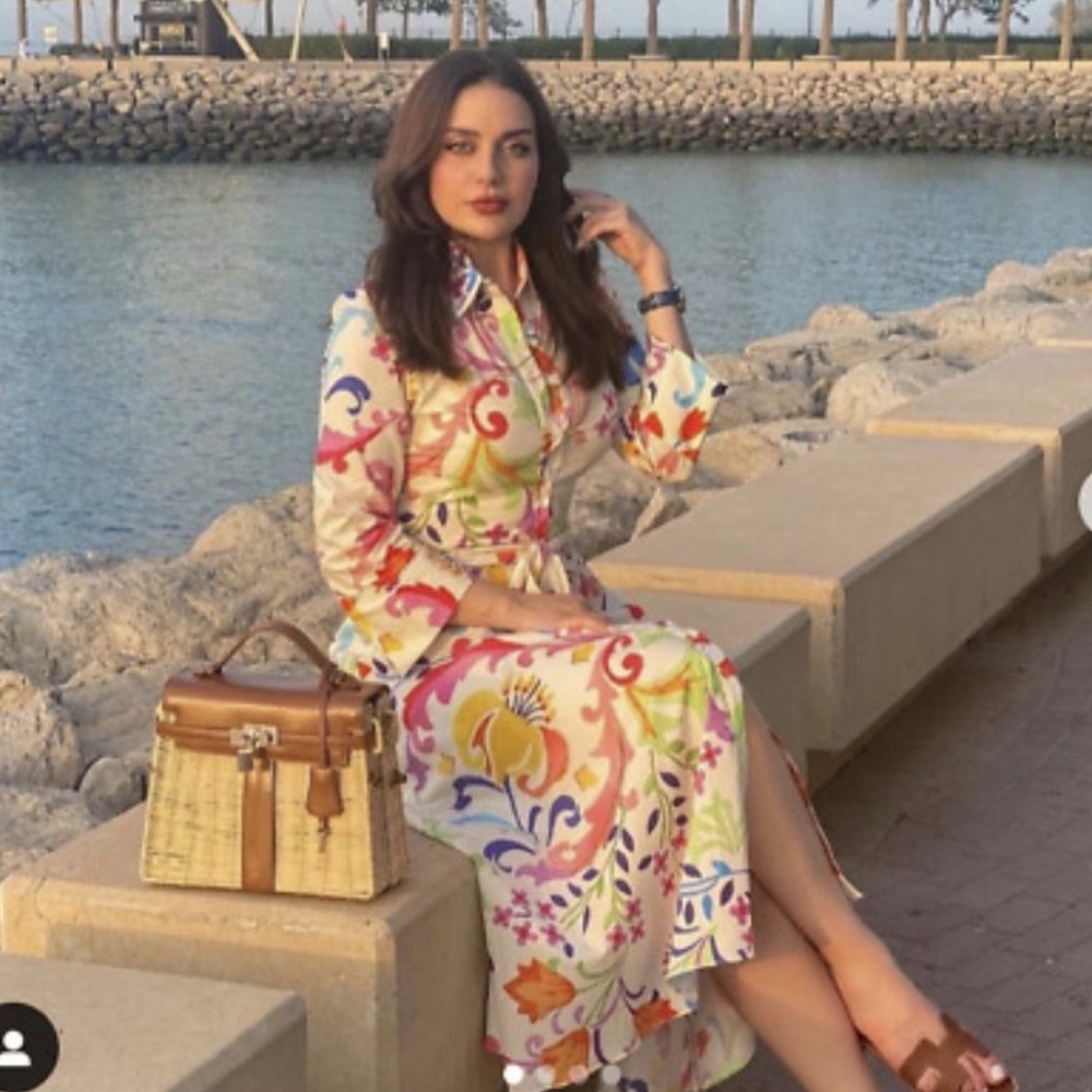 Zara Multicolor Floral Midi Dress Bloggers Favorite - Picture 2 of 11
